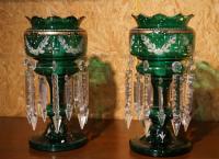 Victorian blown and cut glass lusters c1850