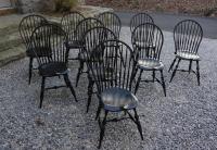 D R Dimes set of 10 bow back Windsor chairs