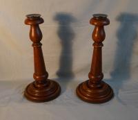 York Minster oak and bell metal candlesticks c1840