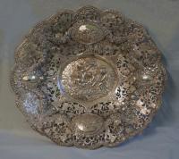 Antique Continental 835 pierced silver bowl with putti