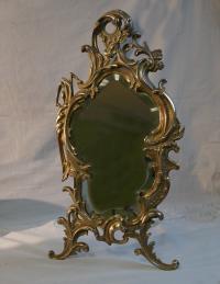Brass rococo style standing dresser mirror c1880