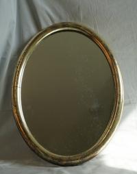 Antique oval mirror in original silver leaf c1870