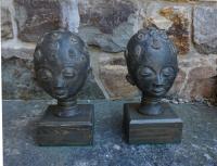 Pair of African pottery heads