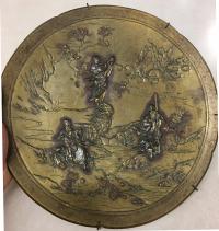 Antique Japanese Kyoto bronze charger c1880