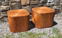 Mid Century Modern rattan cube tables