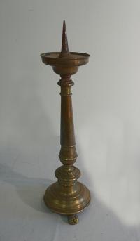 17th to 18th c Dutch or Flemish brass candlestick