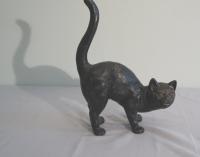 Antique painted cast iron cat door stop c1900