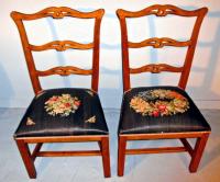 Pair of Connecticut Chippendale ribbon back dining chairs c1770