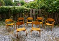 Jens Risom mid century modern chairs of molded plywood