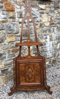 Antique walnut display easel in the aesthetic taste
