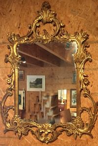 Vintage 20thc Italian hand carved gilt wall mirror