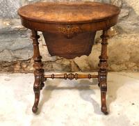 English Victorian walnut sewing stand c1860