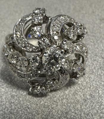 Image of Diamond cocktail ring set in 14k white gold