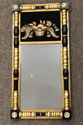 Image of Vintage Hitchcock mirror with painted glass panel