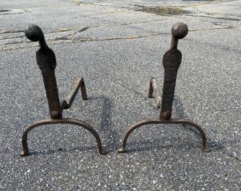Image of Pair Yale University hand wrought andirons