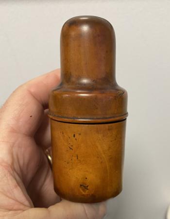 Image of S Maw Son Thompson treenware covered apothecary bottle c1880