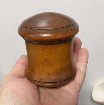 Image of Antique treenware apothecary container c1880