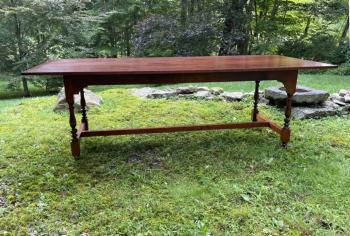 Image of D R Dimes cherry dining table with stretcher base