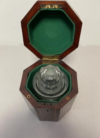Image of Antique English cased glass humidor in fitted box