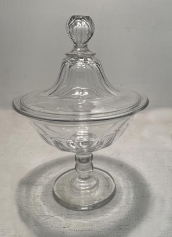 Image of 19thc  American flint glass covered compote
