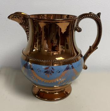 Image of Antique English copper luster pitcher