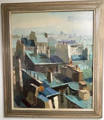 Image of Roofs of Paris oil on canvas by Cordet