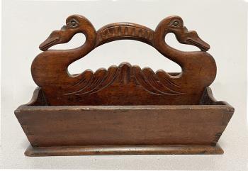 Image of 19thc English cutlery knife tray with swan handle