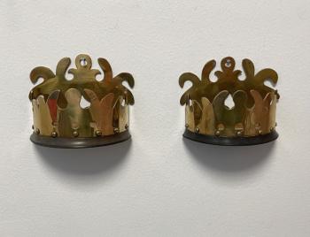 Image of 18thc pair of English brass match boxes