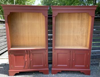 Image of Pair of hand crafted painted pine bookcases  c1980
