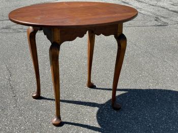 Image of Early Eldred Wheeler oval cherry table in the 18thc Rhode Island style