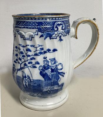 Image of Staffordshire blue and white fluted mug c1795