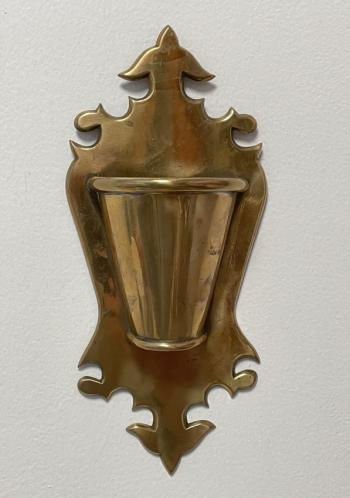 Image of English brass wall pocket c1820