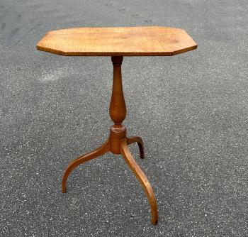Image of Tiger maple tilt top candle stand c1800