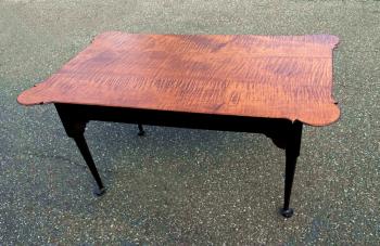 Image of Treharn tiger maple coffee table with porringer top and black base