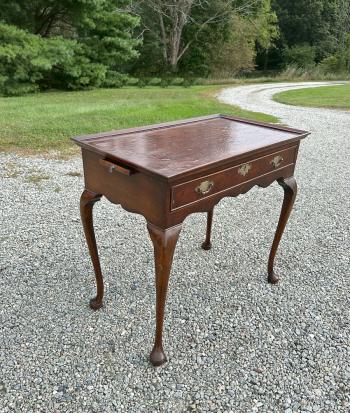 Image of Georgian period mahogany tea table with drawer and slides