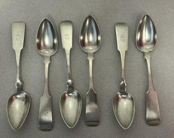 Image of Six American coin silver spoons c1835
