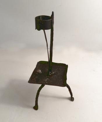 Image of Early America  iron and tin candle spring stand
