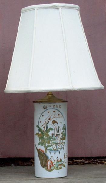 Image of 19th Century Japanese Brush Pot table Lamp