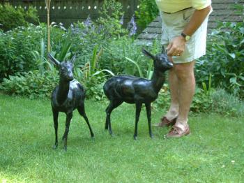 Image of Antique French bronze antelope sculptures
