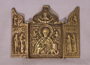 Image of Antique Russian brass icon