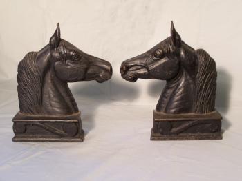 Image of Virgina Metal Crafters cast iron horse bookends c1954