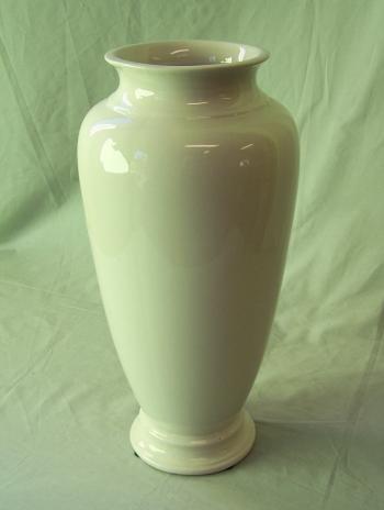 Image of Large vintage Trenton pottery white vase with high gloss glaze
